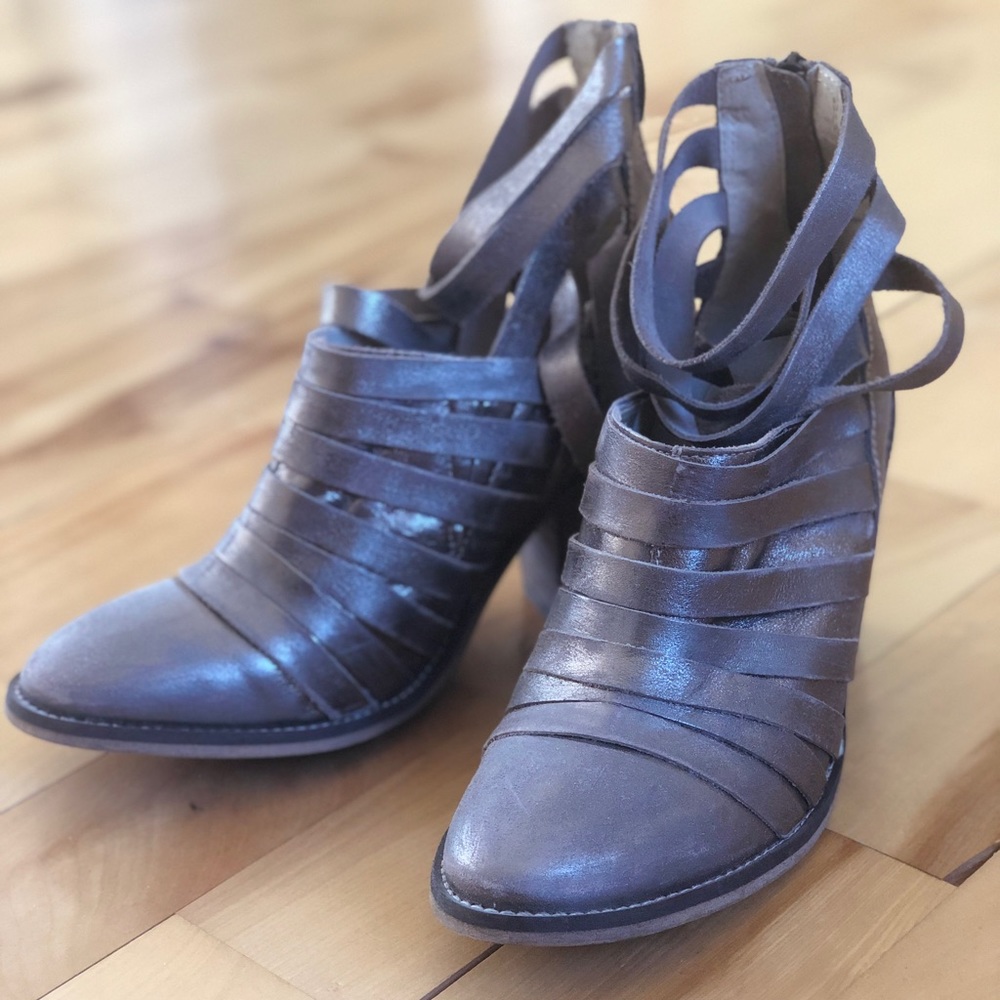 Free People Hybrid Strappy Booties - Metallic Gold